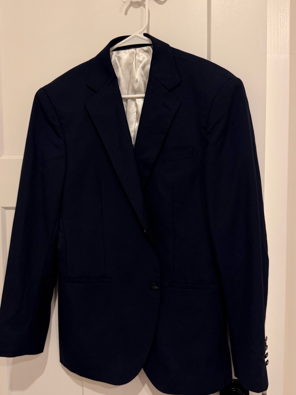 Men's Classic Navy Blazer - Tailored Single-Breasted Jacket with pants for sizeM